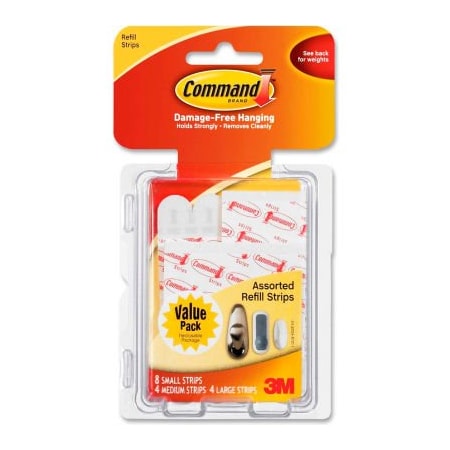 3M Command Assorted Refill Strips, White, 16/Pack 17200CLRES